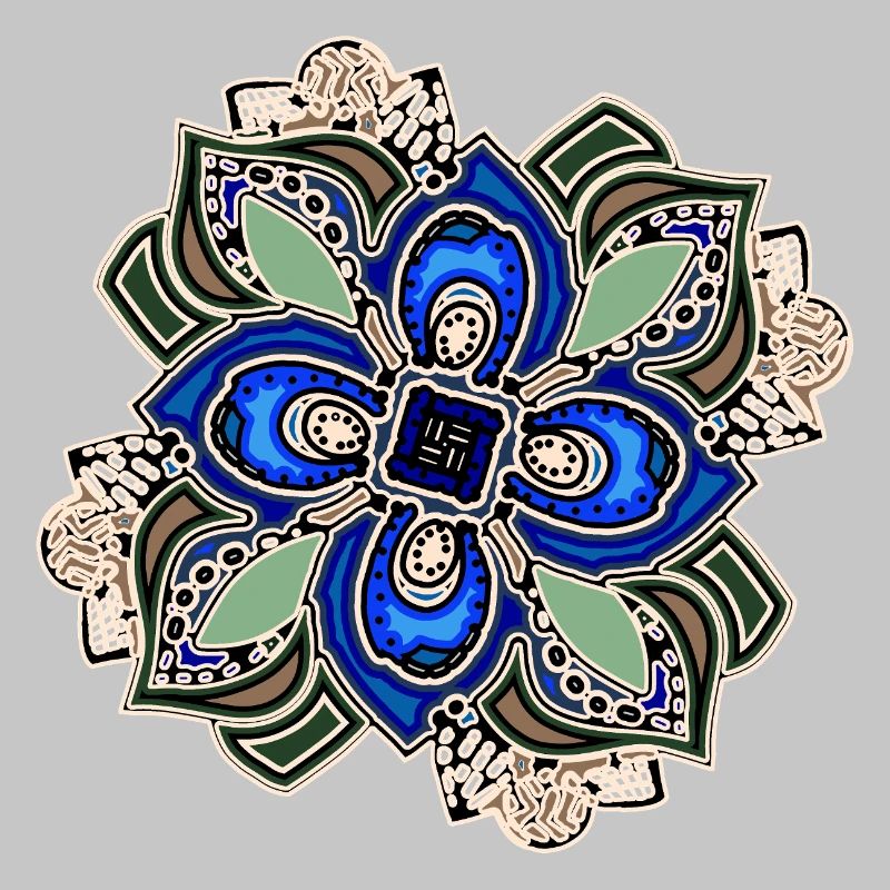 Blaugrüne extravagante Mandala-Blume