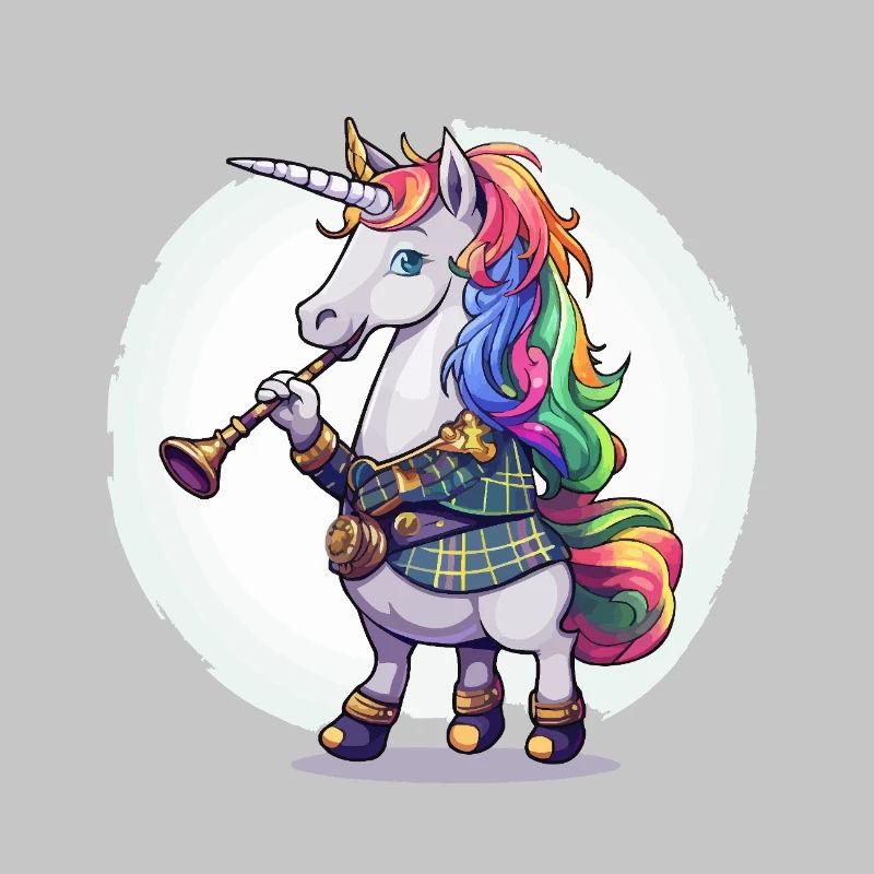 Buntes Einhorn mit Trompete