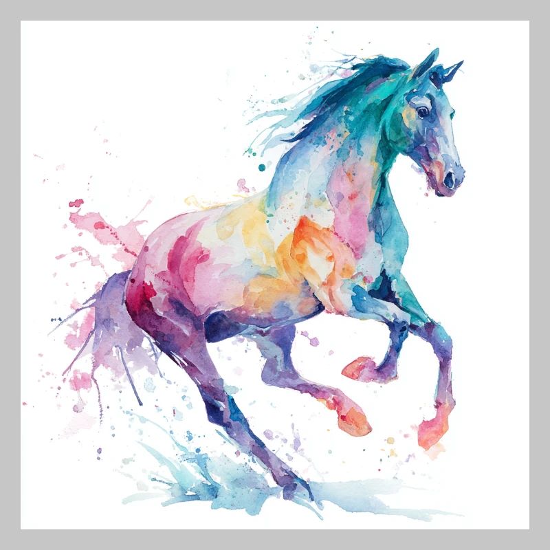 Regenbogen-Aquarellpferd