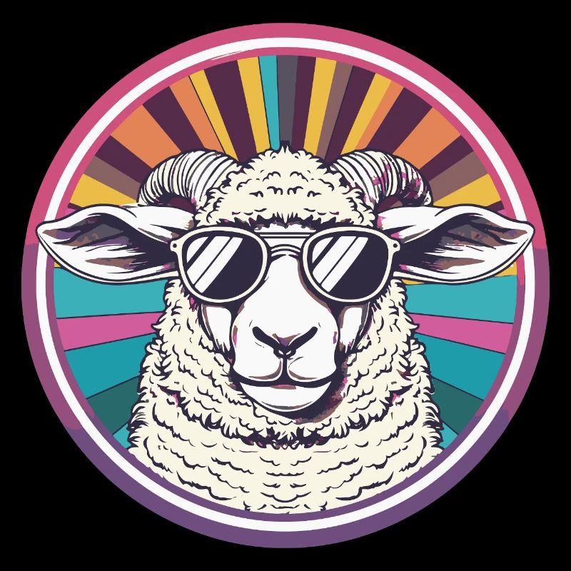 Sun sheep with retro sunglasses