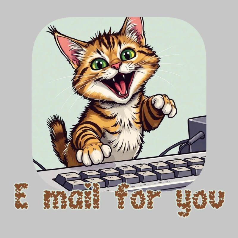 Cat composition: Mail kitten on the PC