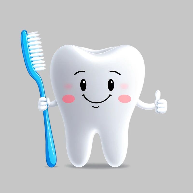 Smiling tooth with toothbrush