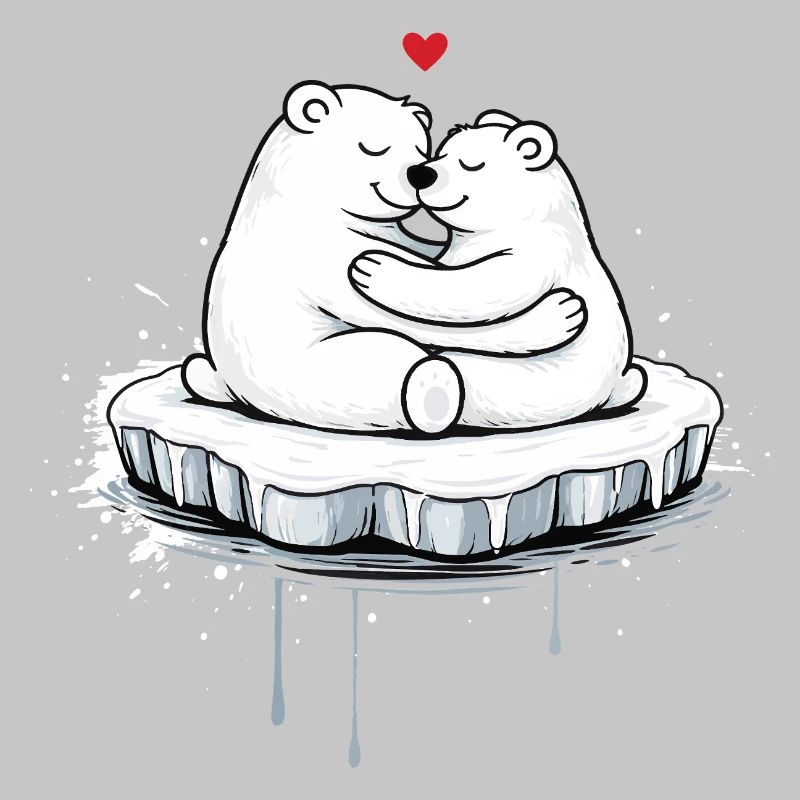 Zwei kuschelnde Eisbären auf Eisscholle 