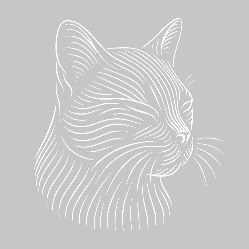 Dessin de tête de chat en blanc