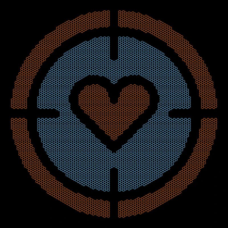 Heart in Target Emblem, honeycomb pattern