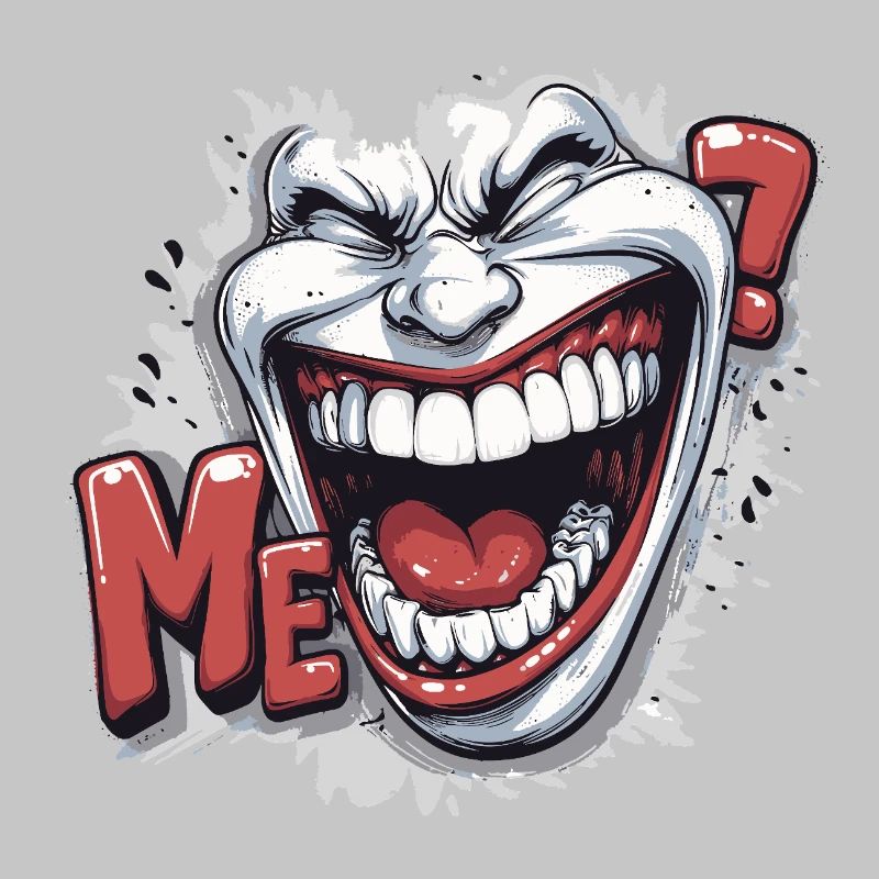 Crazy Laughing white face in a comics style