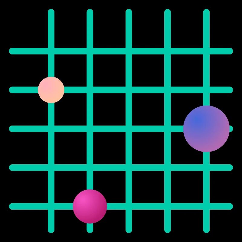 Geometrisches Grid mit Farb-Sphären