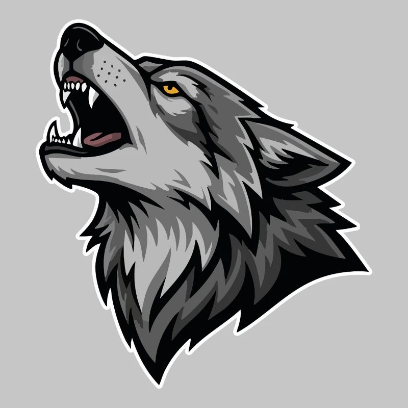 Gray Wolf Howling Wild Moon Wolf Logo