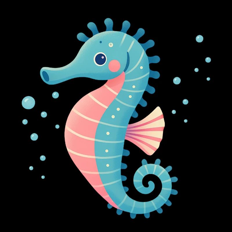 Hippocampe en turquoise et rose
