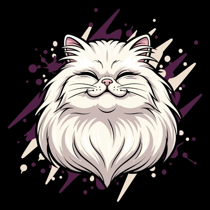 Tête de chat joyeuse avec des touches de couleur