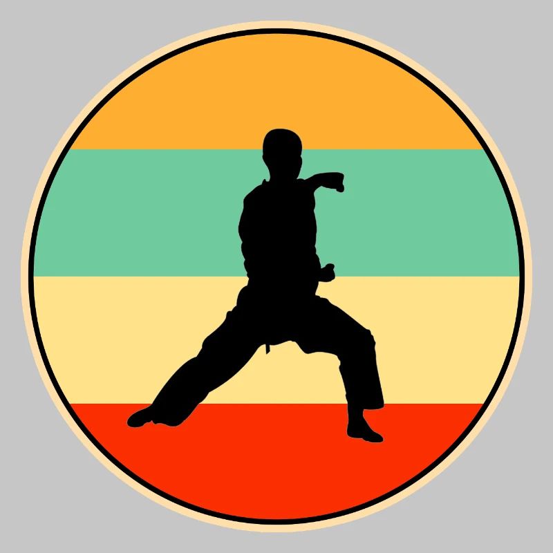 Retro Karate Silhouette Martial Arts Sunset