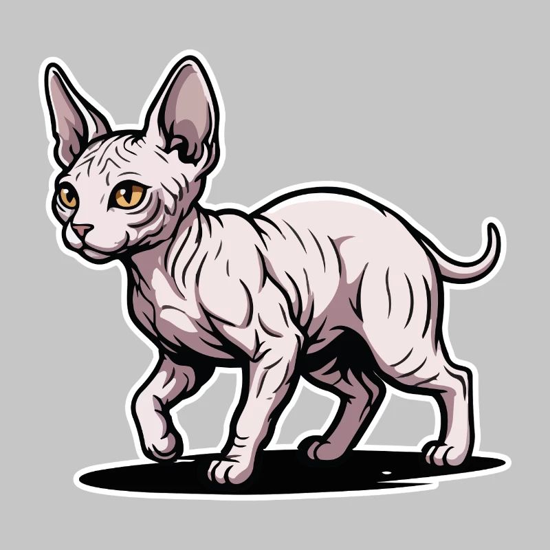 Chat Sphynx Sans Poil Marche Portrait Design
