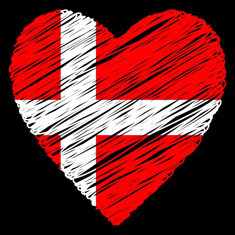 Cœur Danois — Drapeau Danemark Brush