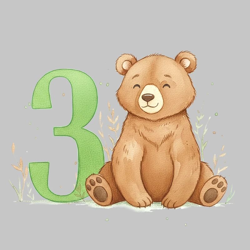 Petit Ours avec le Numéro Trois