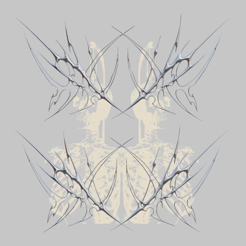 Dark Gothic Skeleton Mirror Cybercore Design