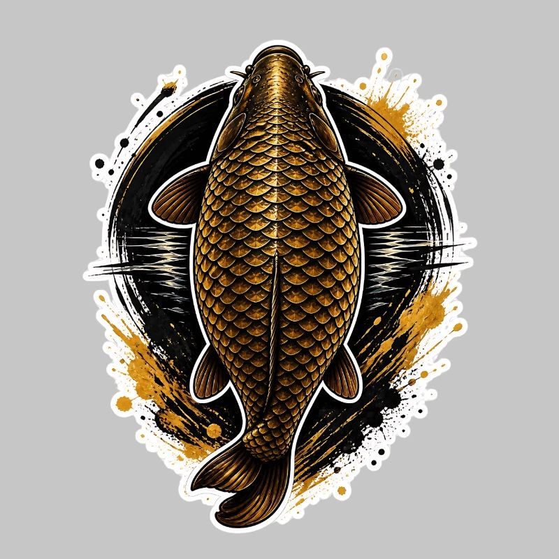 Golden Carp Top View Design de pêche premium