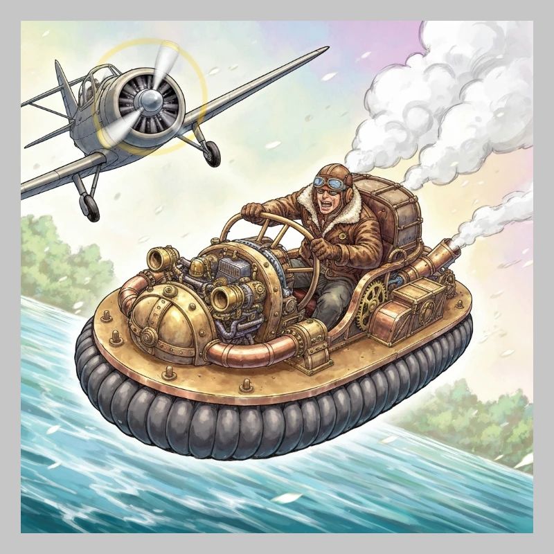 Steampunk-Luftboot-Flussjagd