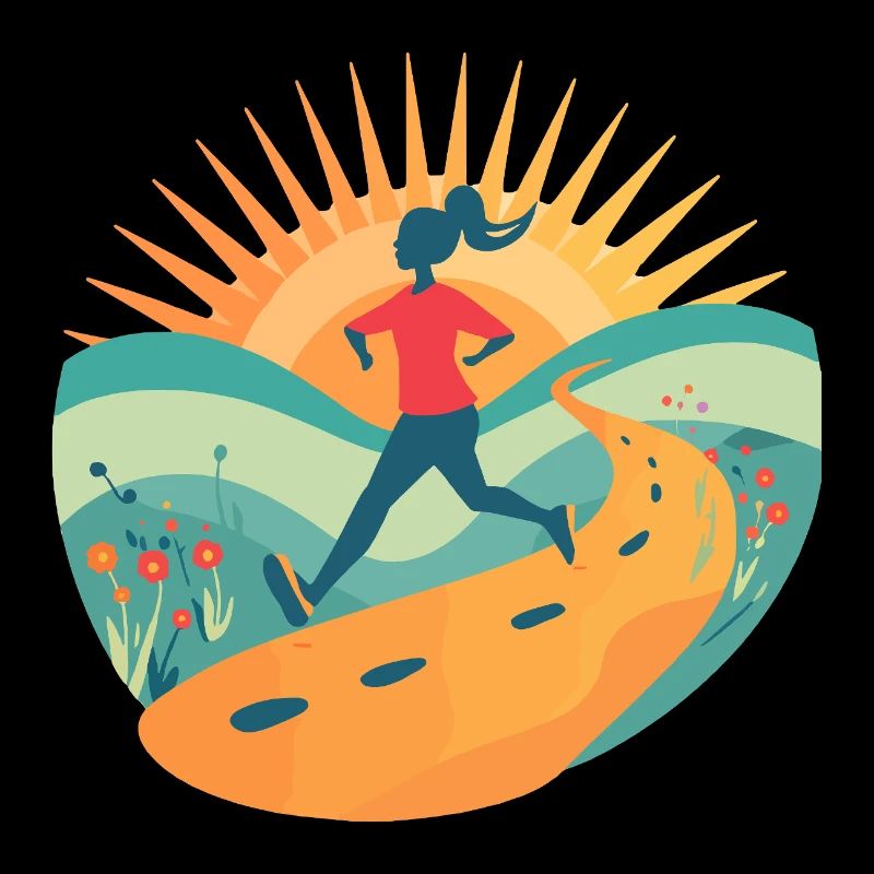 Trail Running Motivation Retro Sunrise Runner Art