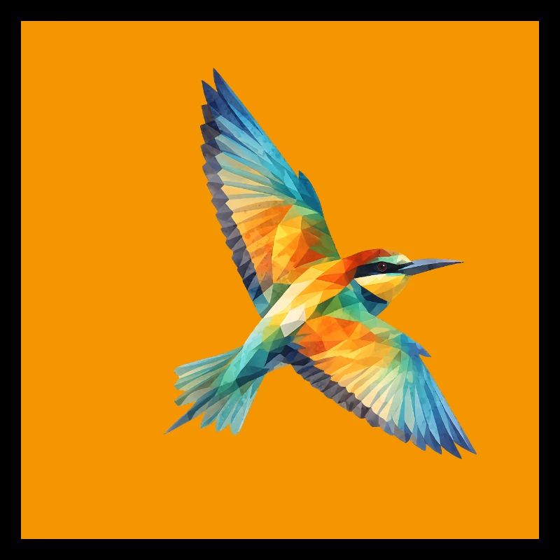 Feverish Bee-Eater Polygon Art on Orange