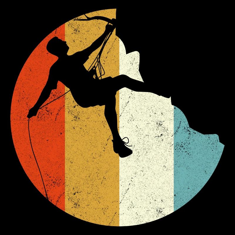 Climber Silhouette on Rainbow Gradient Globe