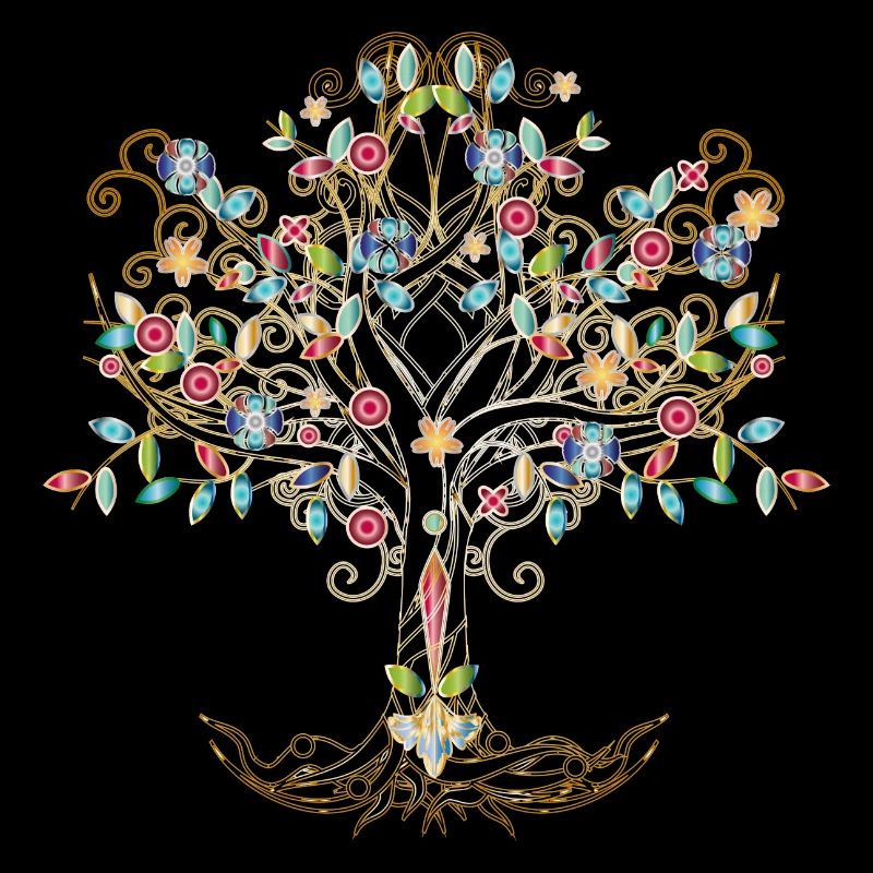 imaginative tree in metallic colors