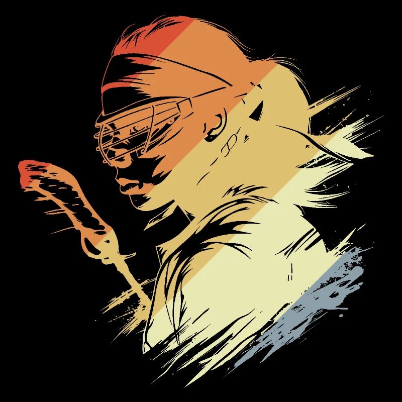 Retro Lacrosse Player