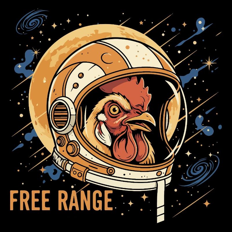Poulet de l’espace dans un casque d’astronaute