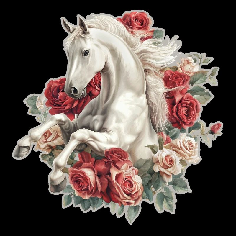 Pferd mit Rosen