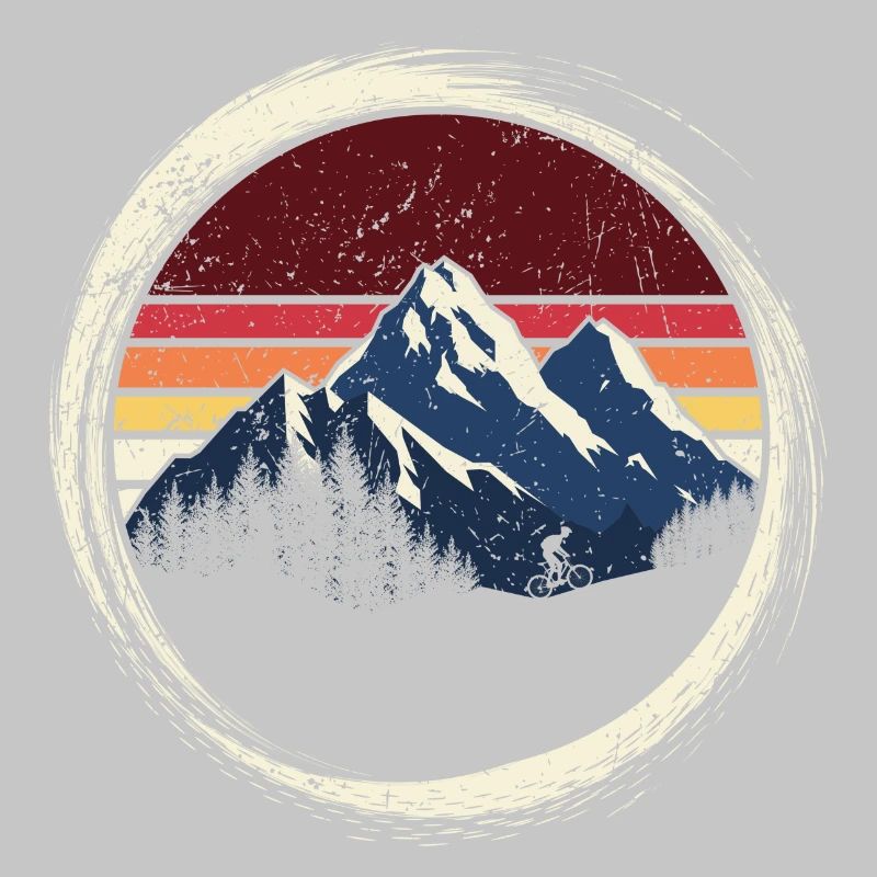 Mountain Sunset Retro Circle