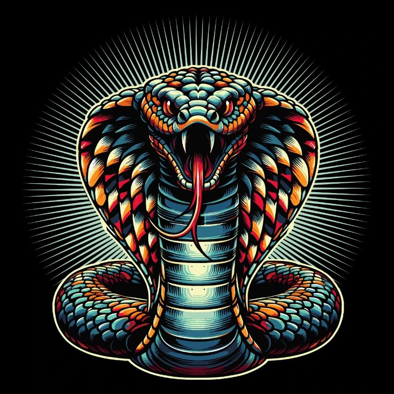 dynamic and colorful Cobra snake motif