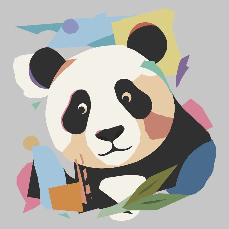 Panda heureux dans un look de collage moderne