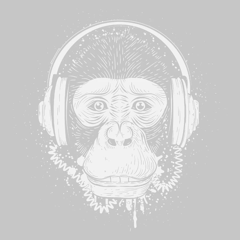 Chimpanzé avec des écouteurs