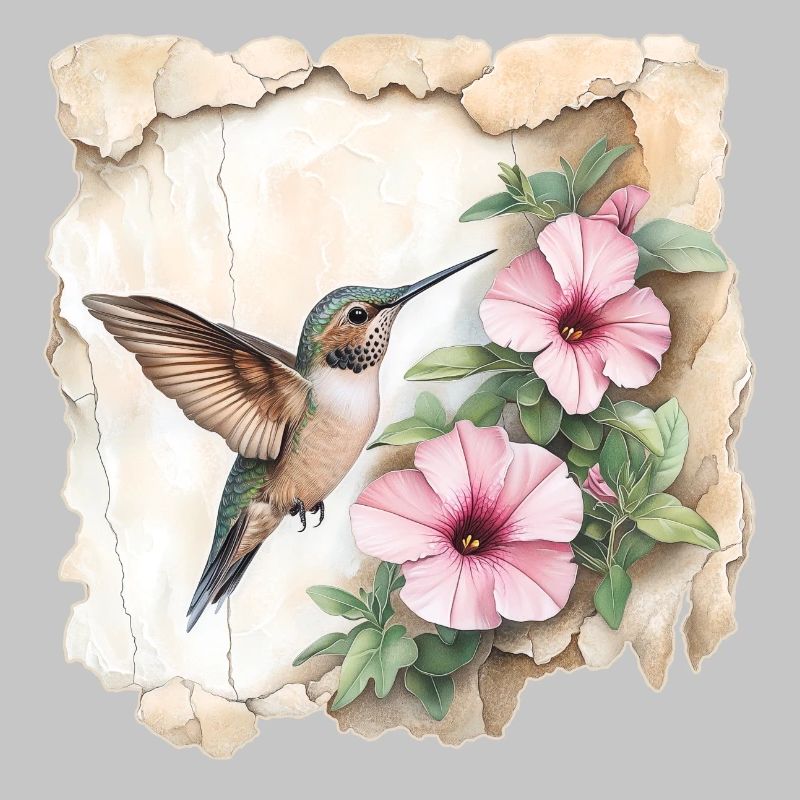Colibri avec des fleurs