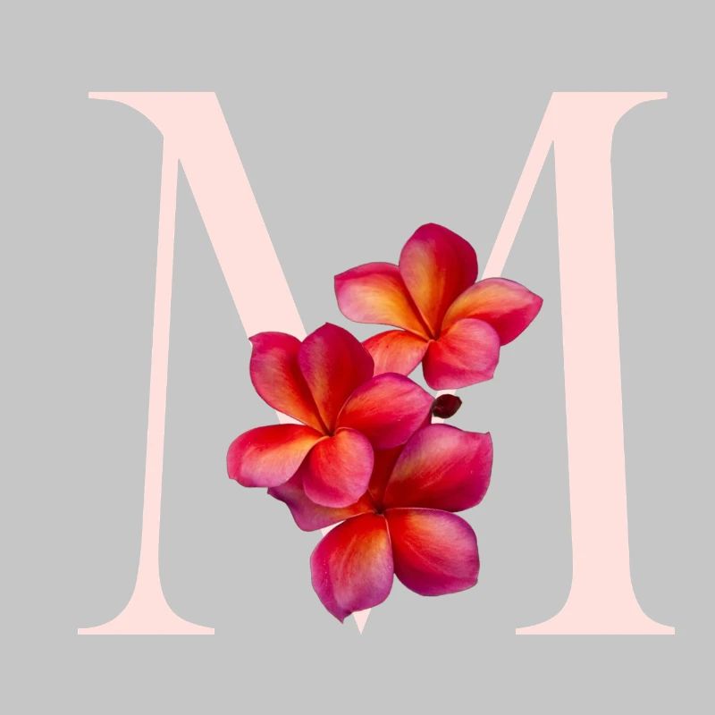 Monogramm M mit Pinker Blüte