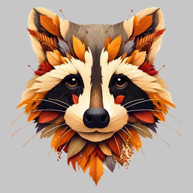 Raccoon, designed from different leaves