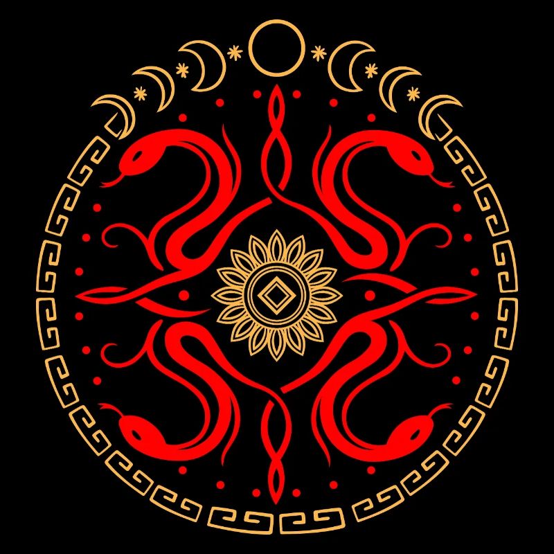 Roue serpentine avec phases de lune