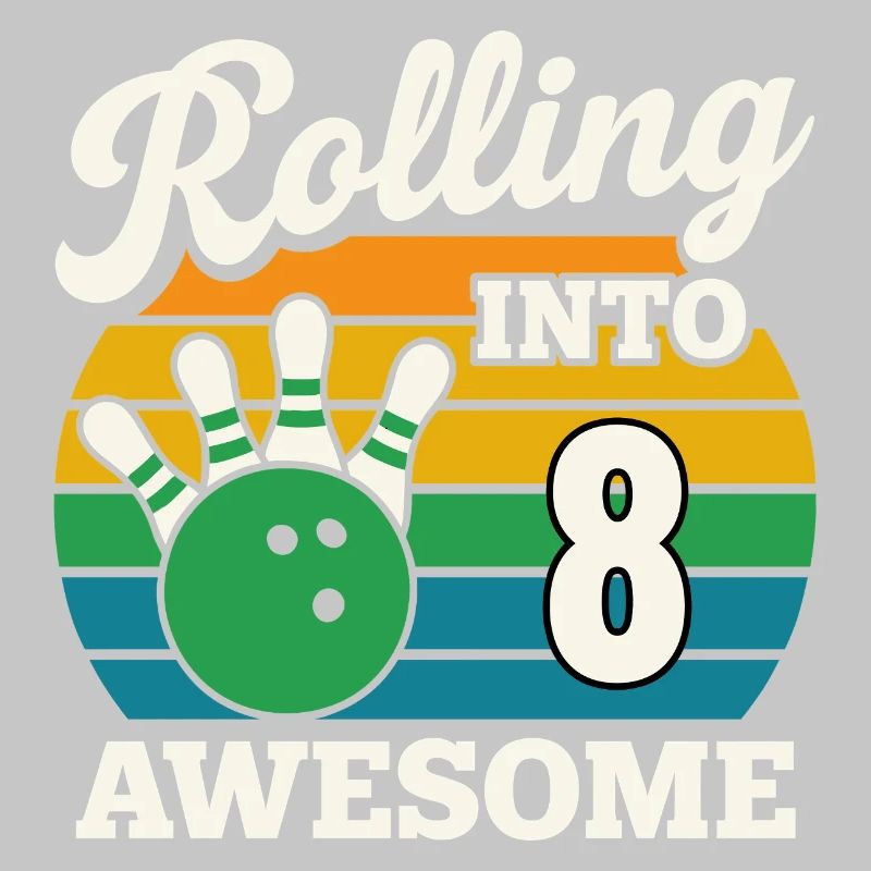 Bowling into Awesome 8th Birthday Design