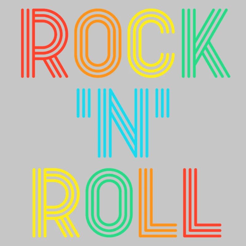 Rock'N'Roll Multicolored Retro Neon Text