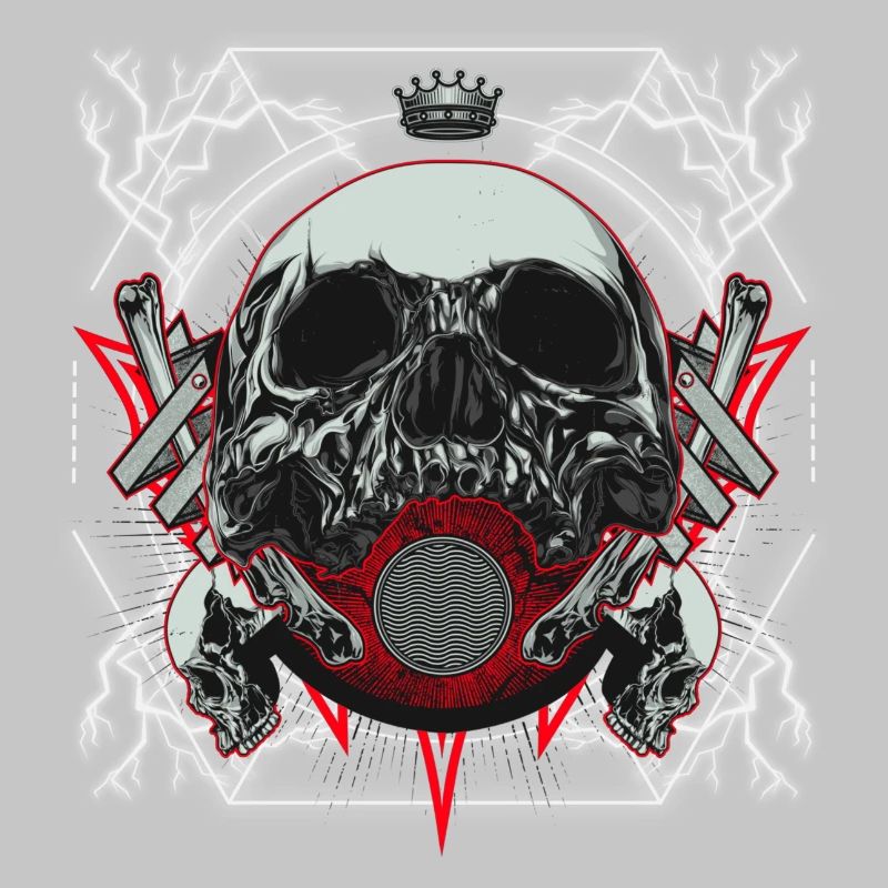 Skull Artwork with Lightning