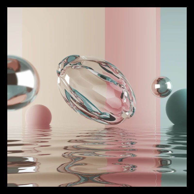 Reflets pastel dans sphère abstraite