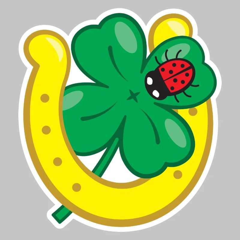 Lucky charm with cloverleaf horseshoe & ladybug