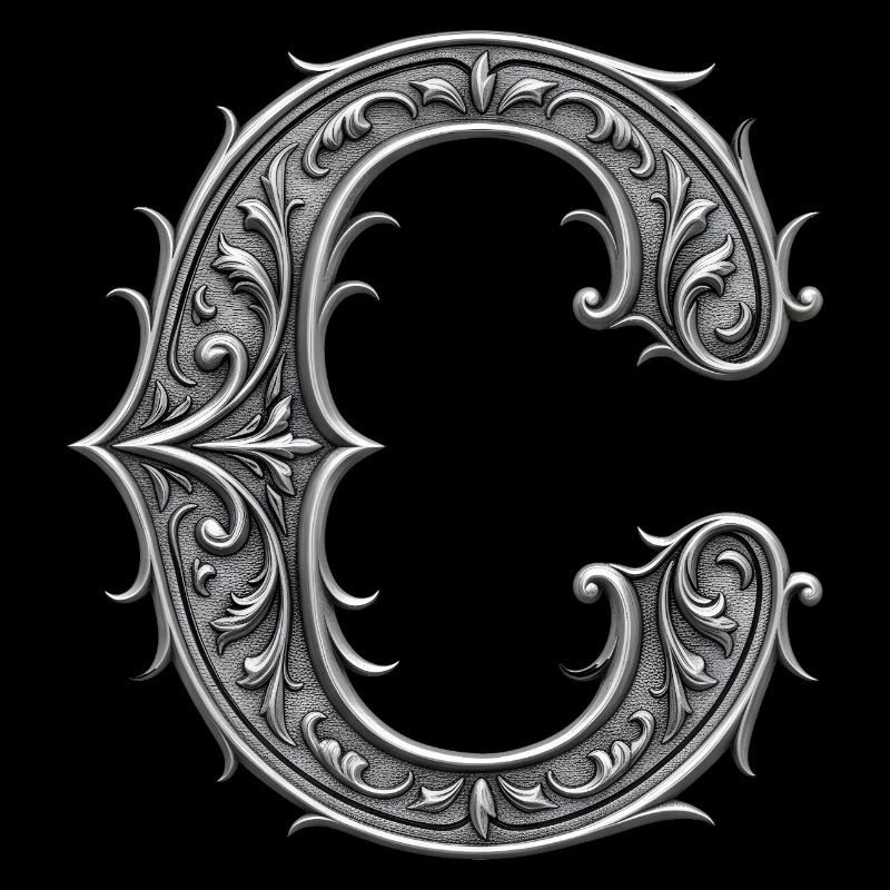 der Buchstabe C Silber Metallic Ornament
