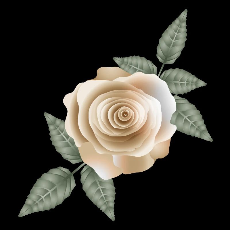 Delicate sand-coloured rose with soft leaf accents