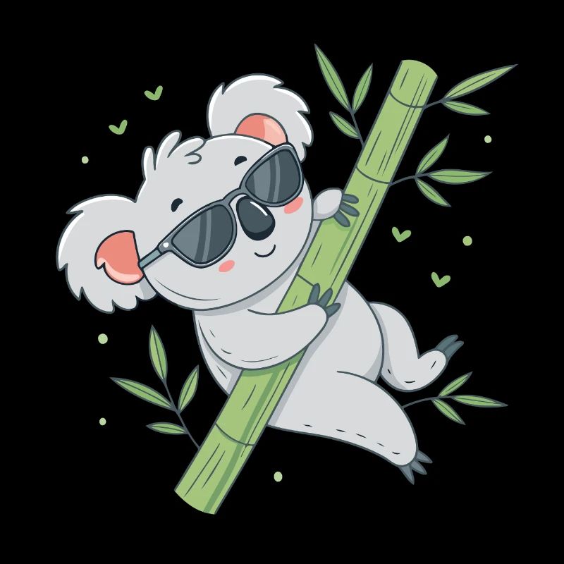 Koala on bamboo with glasses