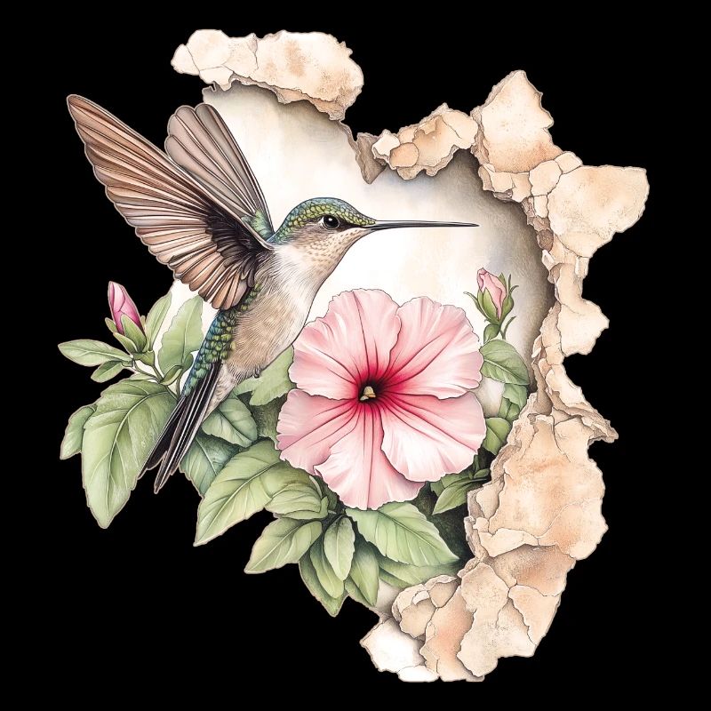 Colibri avec fleur