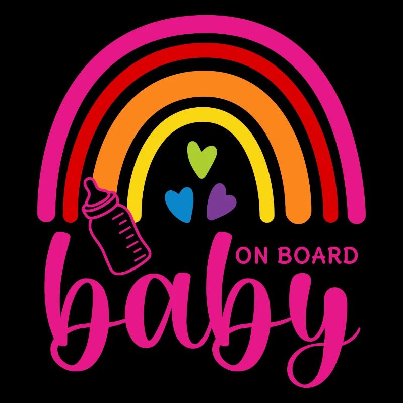 Boho Regenbogen Herzen Babyflasche Baby on Board