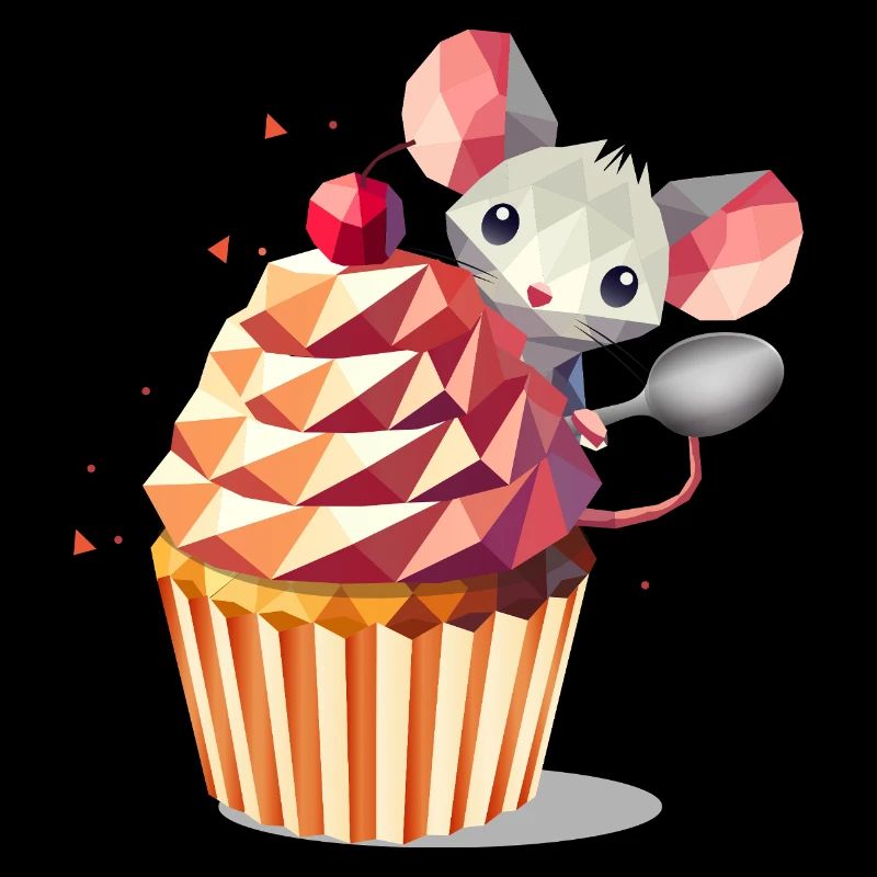 Cute mouse with cupcake – design for those with a sweet tooth