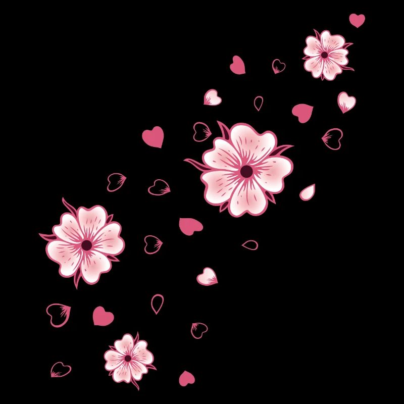 Flying Cherry Blossoms with Hearts Sakura Spring