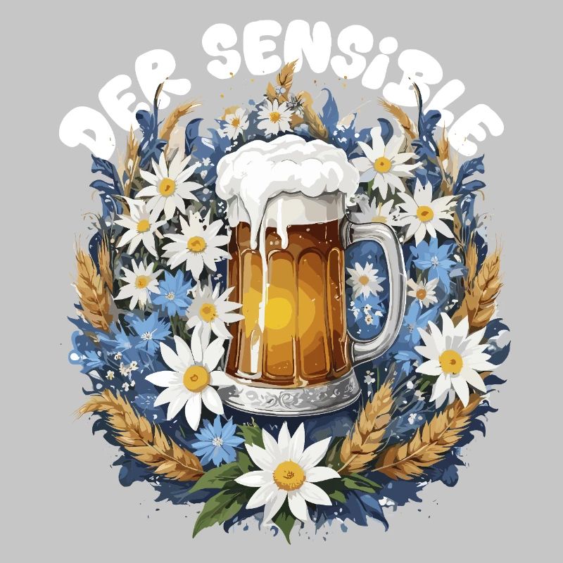 Beer mug with chamomile décor and edelweiss dirndl