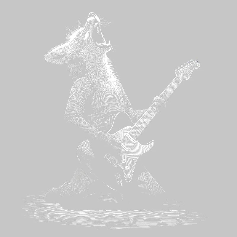 Wild Fox Playing Electric Guitar - Rocker Gift